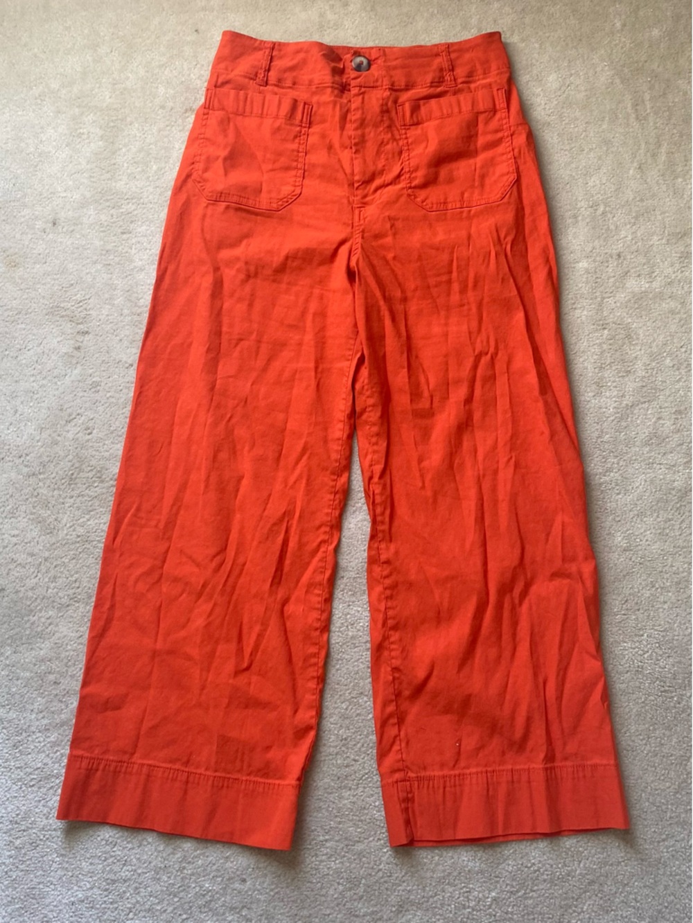 Maeve Anthropologie The Colette Wide Leg Pants Size 29 Linen Blend Crop Work
